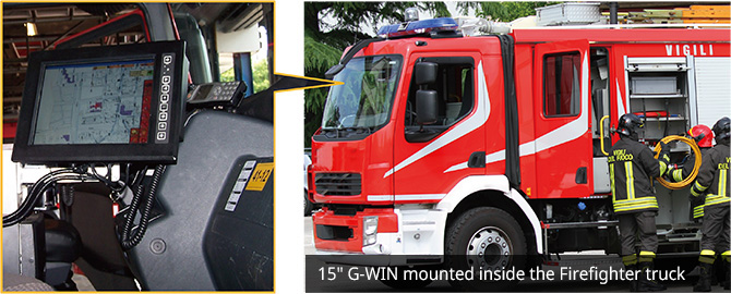 15-inch G-WIN Mounted inside the firefighter truck
