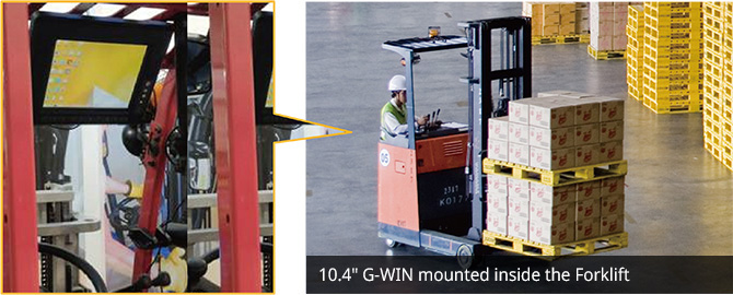 10.4-inch G-WIN Mounted inside the forklift